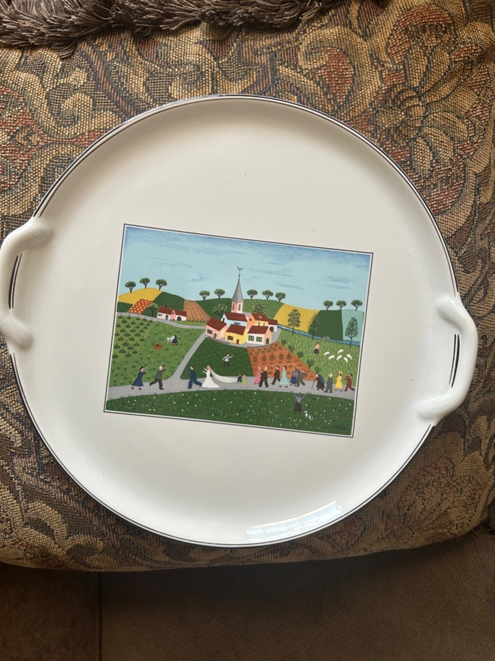 Villeroy & Boch White Ceramic Serving Platter with Pastoral Scene